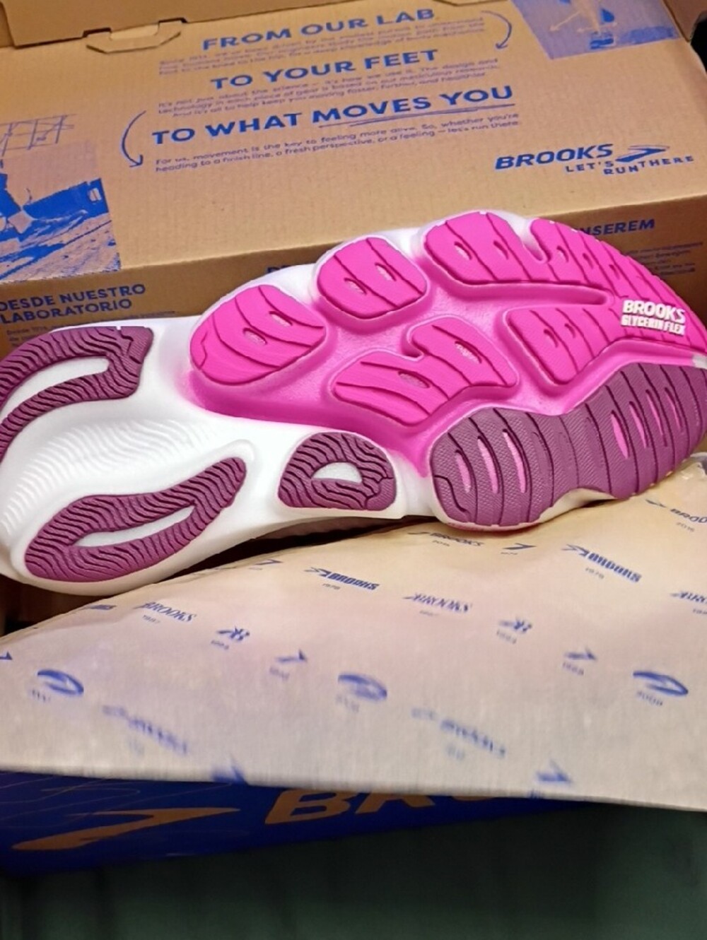 Brooks Glycerin Flex Women's Running Shoes — White with Pink Accents - Picture 7 of 8